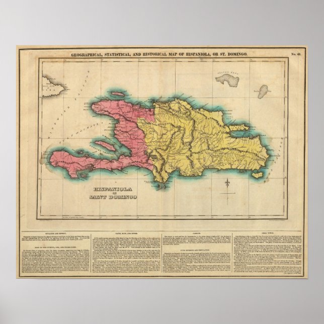 Poster Mapa De Hispaniola, Ou Domingo Rua (Frente)