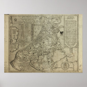 Poster Mapa de Holland 1583 - Leo Belgicus