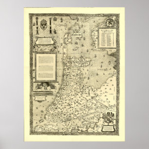 Pôster Mapa de Holland Países Baixos por Jacob camionete