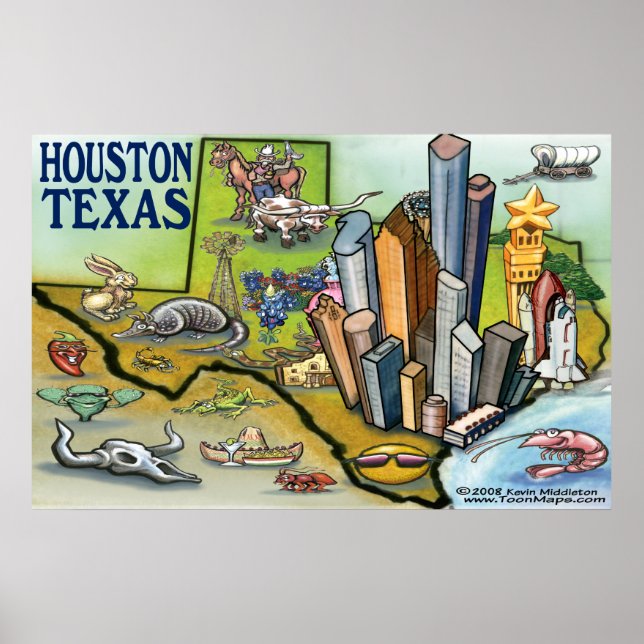 Poster Mapa de Houston TEXAS (Frente)
