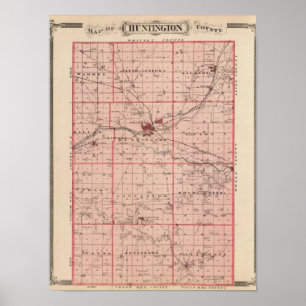 Poster Mapa de Huntington County