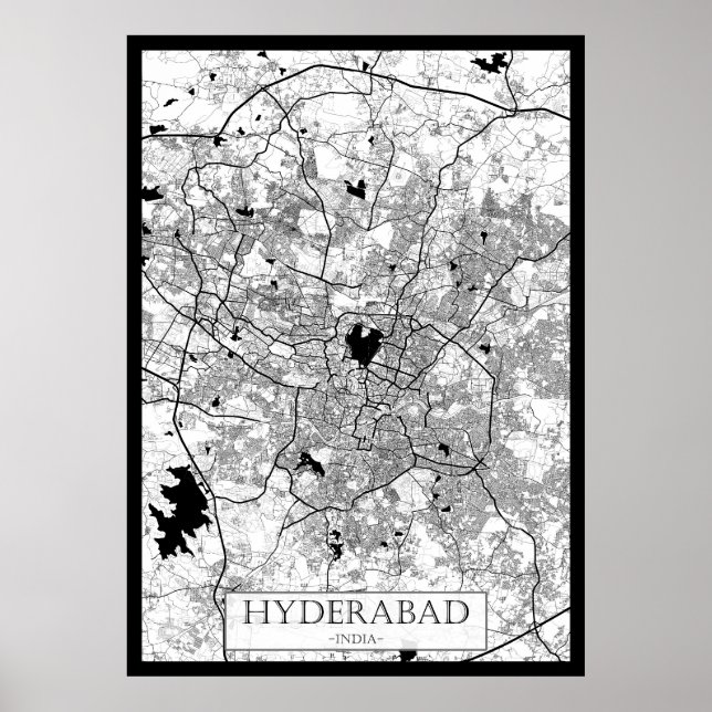Poster Mapa de Hyderabad Índia (Frente)