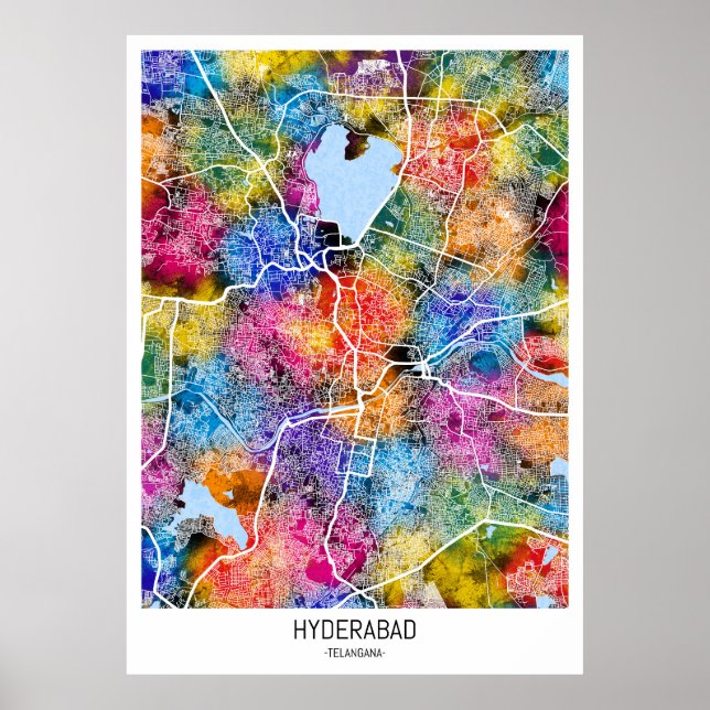 Poster Mapa de Hyderabad Telangana (Frente)