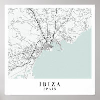 Mapa de Ibiza Espanha Blue Water Street