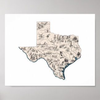 Poster Mapa de Imagens da Texan Lone Star no Texas