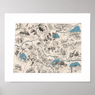 Pôster Mapa de Imagens do Colorado Vintage
