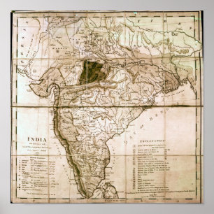Pôster Mapa de India, 1803