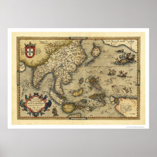 Pôster Mapa de India por Ortelius 1570