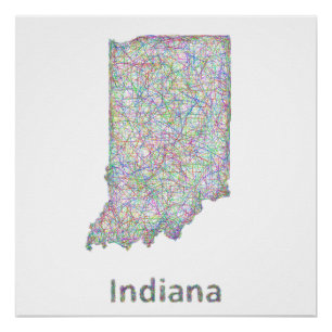 Pôster mapa de Indiana