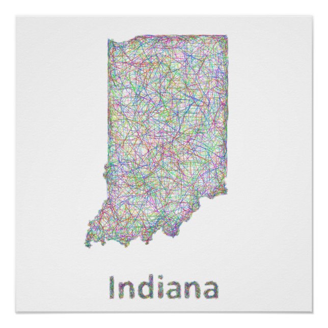 Pôster mapa de Indiana (Frente)