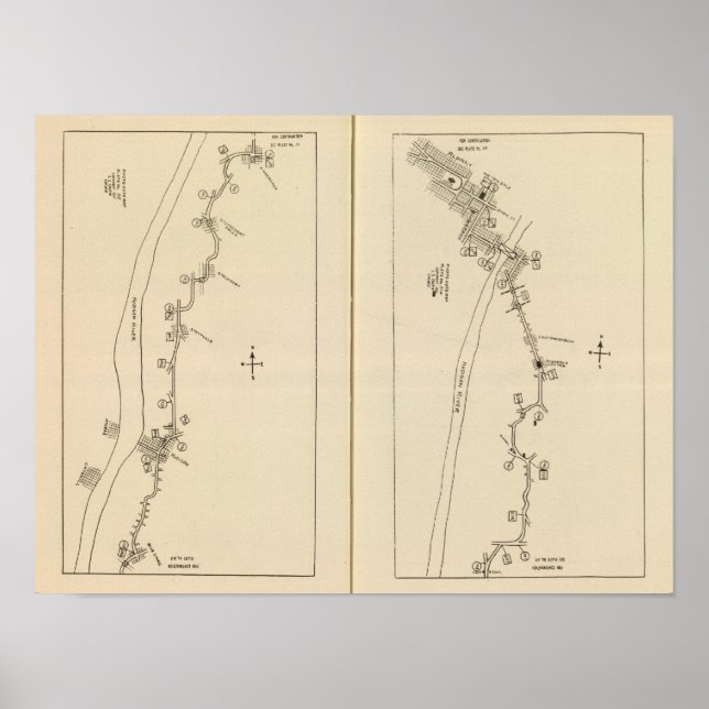 Pôster Mapa de Índice Columbia County Rensselaer County N (Frente)