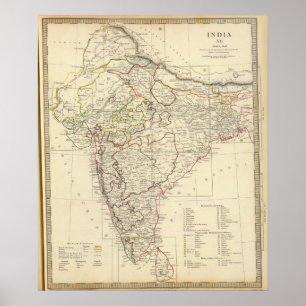 Pôster Mapa de índice de India XII