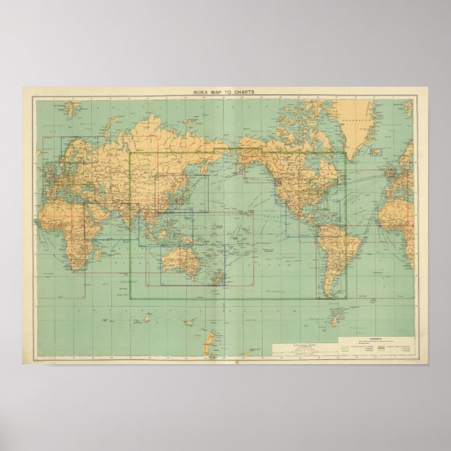 Pôster Mapa de índice Novo Atlas Marinho Mercante (Frente)