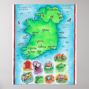 Pôster Mapa de Ireland