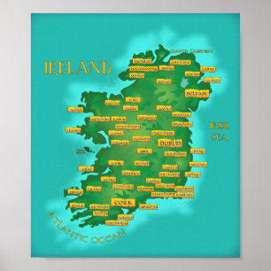 Pôster Mapa de Ireland