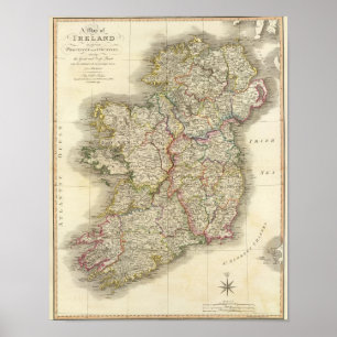 Pôster Mapa de Ireland