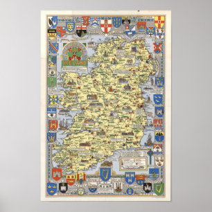Poster Mapa de Ireland histórico