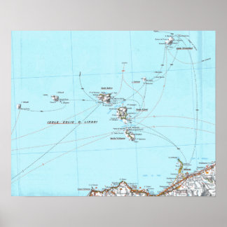 Pôster mapa de isole eolie mappa