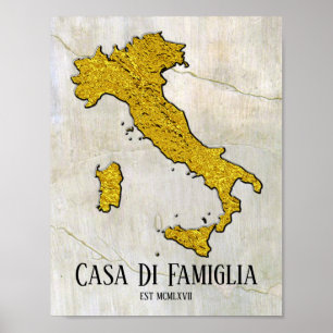 Poster Mapa de Italia seu texto
