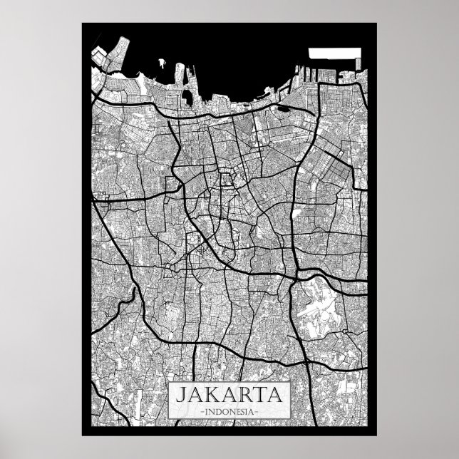 Poster Mapa de Jacarta Indonésia (Frente)