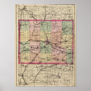 Pôster Mapa de Jackson County, Michigan