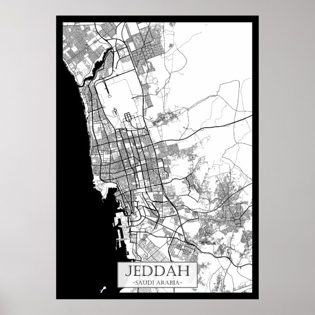 Poster Mapa de Jedá Arábia Saudita (Frente)