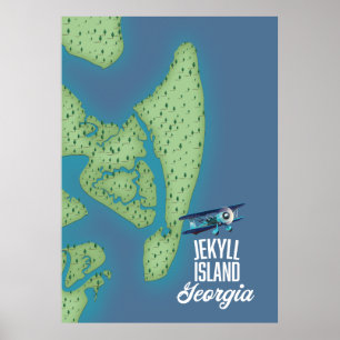 Poster Mapa de Jekyll Island Georgia EUA