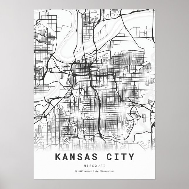 Poster Mapa de Kansas City (Frente)