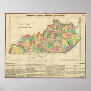 Pôster Mapa de Kentucky