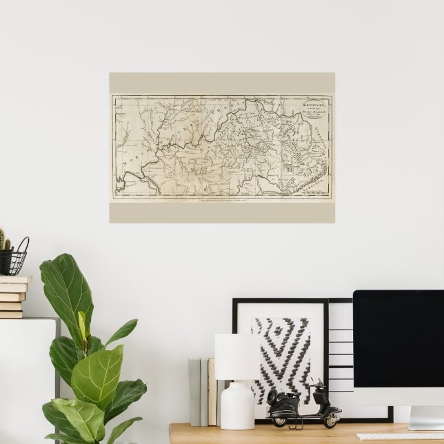 Poster Mapa de Kentucky de 1795 (Escritório em casa)