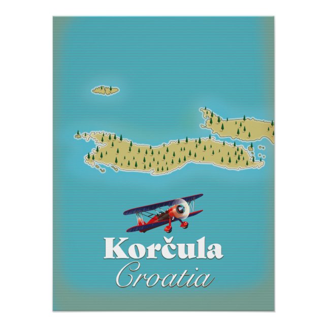 Pôster Mapa de Korčula Croácia (Frente)