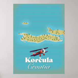 Poster Mapa de Korčula na Croácia