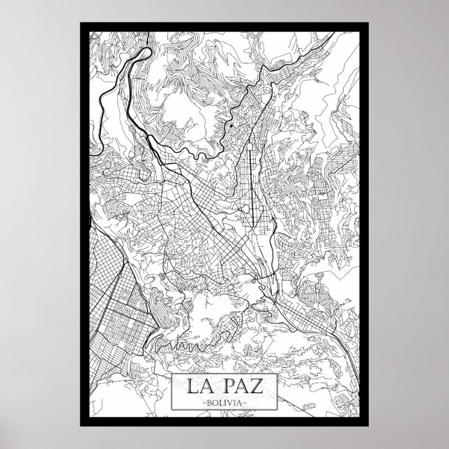 Poster Mapa de La Paz Bolívia (Frente)