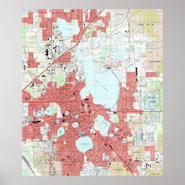 Pôster Mapa de Lakeland Florida (1994) (Frente)