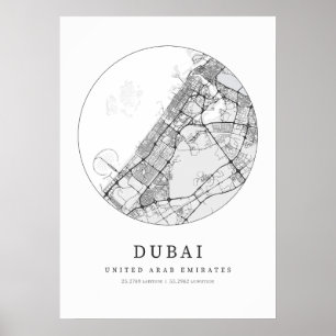 Poster Mapa de Layout da Rua Dubai, Emirados Árabes Unido