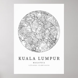 Poster Mapa de Layout da Rua Kuala Lumpur, Malásia