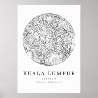 Poster Mapa de Layout da Rua Kuala Lumpur, Malásia