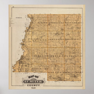 Pôster Mapa de Le Sueur County, Minnesota