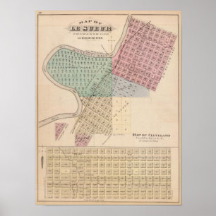 Pôster Mapa de Le Sueur, mapa de Cleveland, Minnesota