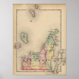 Pôster Mapa de Leelanau County, Michigan