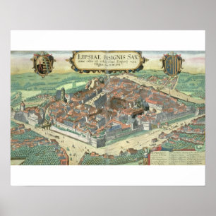 Poster Mapa de Leipzig, de "Civitates Orbis Terrarum"
