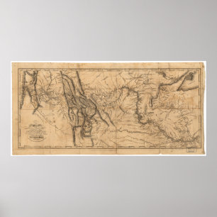 Poster Mapa de Lewis & Clark na América Ocidental 1814