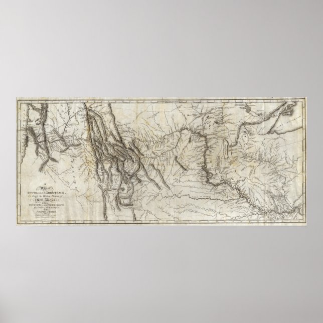 Pôster Mapa de Lewis e Clark's Track 2 (Frente)