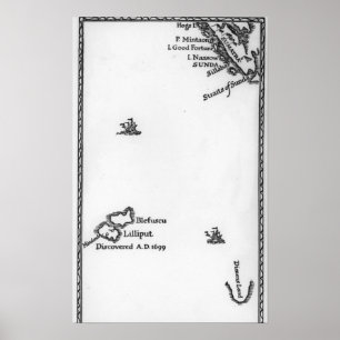 Pôster Mapa de Lilliput e Blefuscu