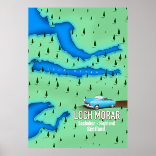 Poster Mapa de Loch Morar Lochaber Highland Scotland
