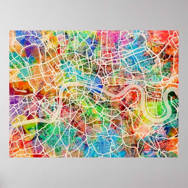 Pôster Mapa de Londres na Inglaterra (Frente)