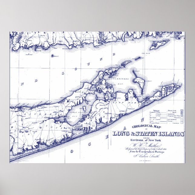 Poster Mapa de Long Island The Hamptons VC (Frente)