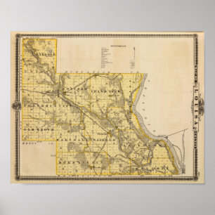 Pôster Mapa de Louisa County, estado de Iowa