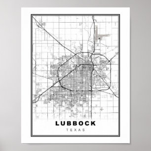 Poster Mapa de Lubbock
