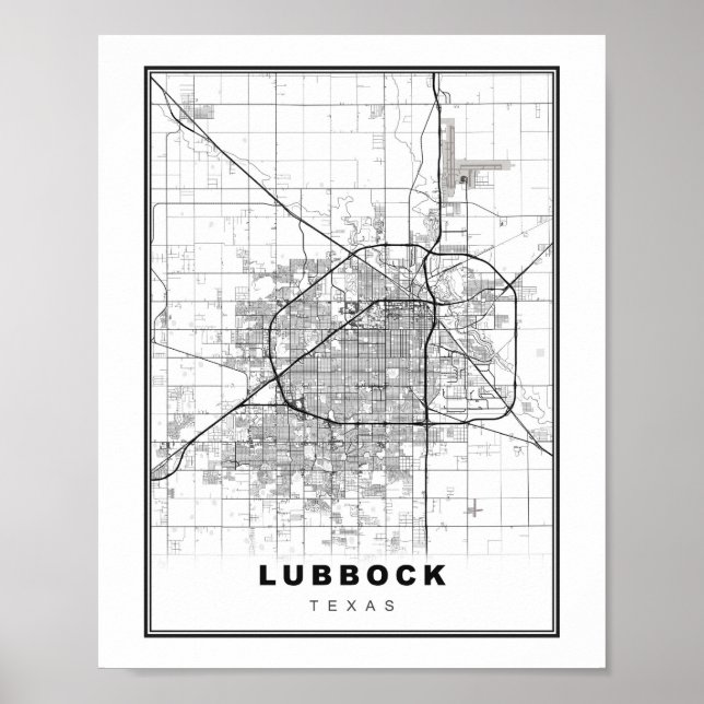 Poster Mapa de Lubbock (Frente)